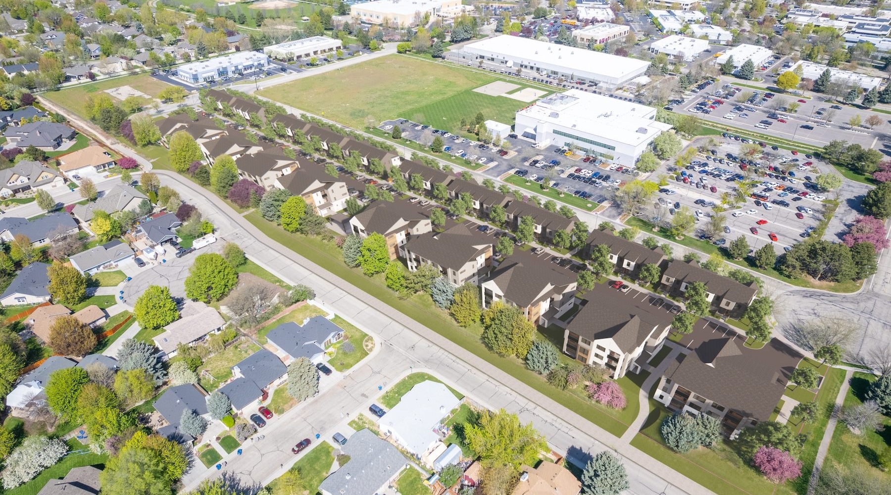 aerial view of a neighborhood